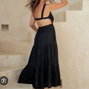 Abercrombie Linen Blend Cutout Midaxi Dress